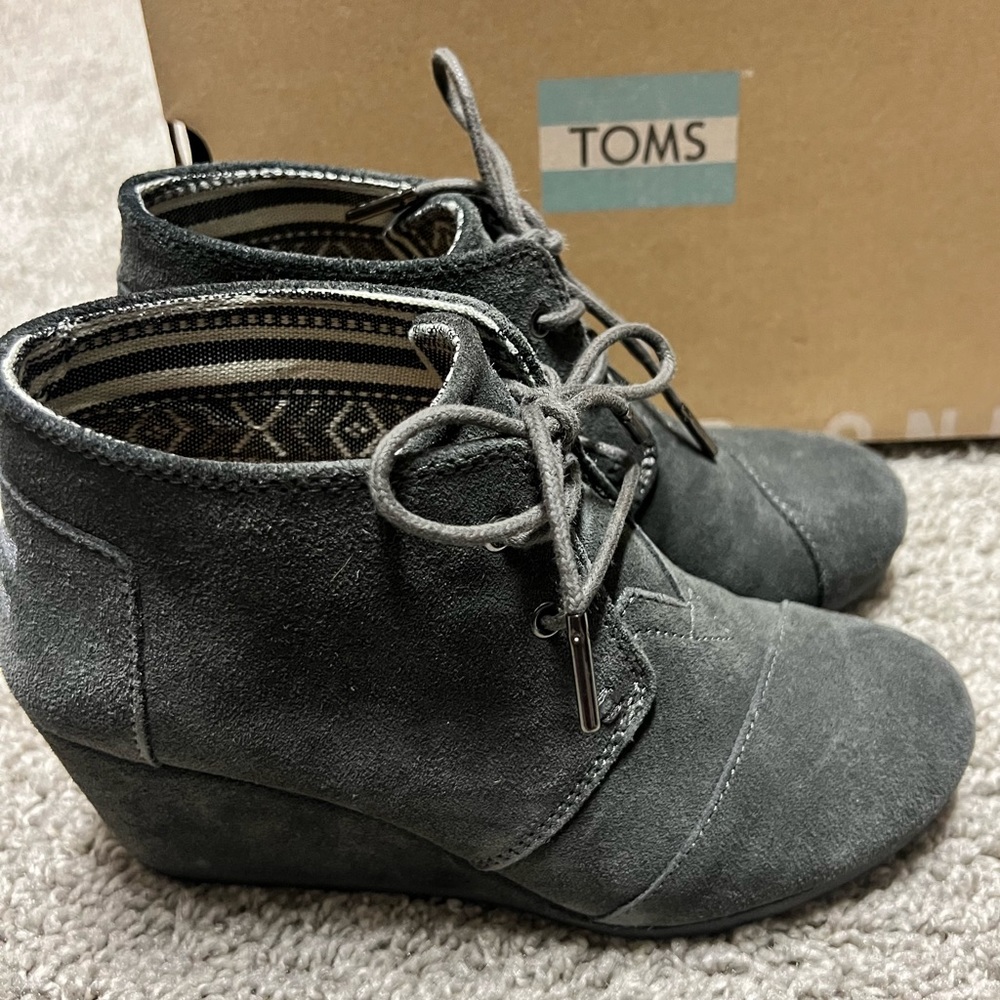 TOMS Desert Wedge Castlerock Grey Suede
